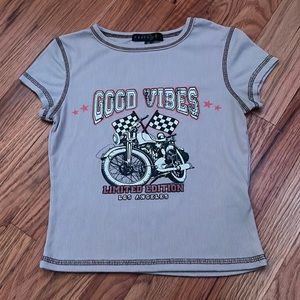 Tan cropped t shirt, brand new, brand is faded rose, size medium